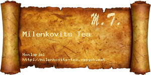 Milenkovits Tea névjegykártya
